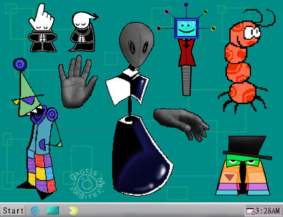 Some internet-inspired characters I came up with, i aimed to explore multiple different styles with these